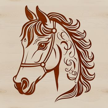 A simple line drawing of a horse in various poses and expressions, suitable for use as clip art in digital design.