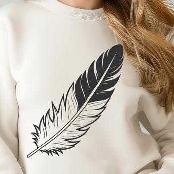 High-resolution SVG graphic of a detailed feather design suitable for cutting machines and digital designs.