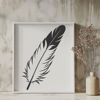 A high-quality vector illustration of a single feather in various angles and orientations.