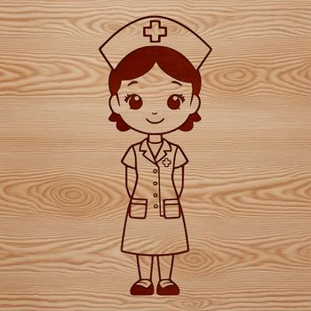 A stylized illustration of a female nurse in uniform, suitable for vector graphic designs.