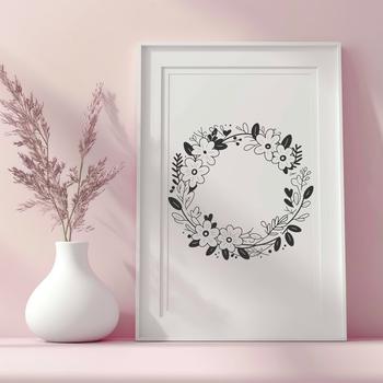 A digital floral wreath design created in vector format for versatile applications.