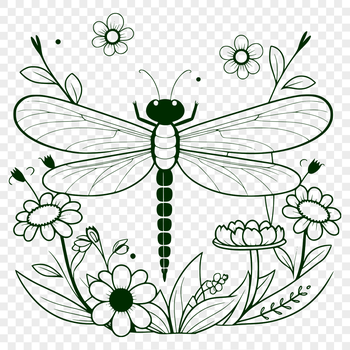 An intricately designed vector image of a dragonfly, suitable for use with cutting machines like Cricut or laser cutters.