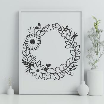 A digital floral wreath design made from vector shapes.