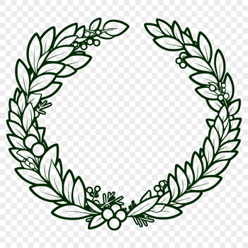 A floral design in the shape of a circular wreath, suitable for digital cutting machines or laser cutting.