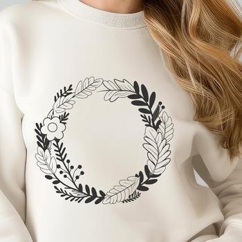 A floral SVG design featuring a delicate wreath motif, suitable for cutting machines like Cricut or laser cutters.