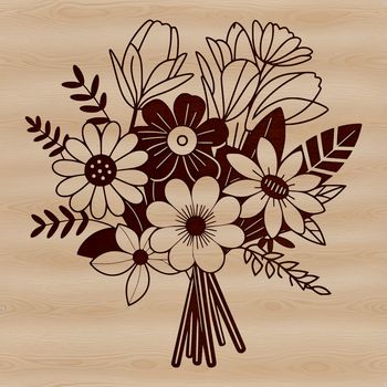 A bouquet of flowers arranged in a decorative way.