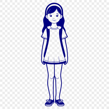 A stylized illustration of a girl in various poses, suitable for vector art projects.