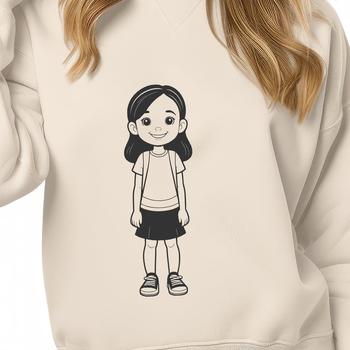 A high-resolution vector illustration of a young girl, suitable for various design applications.