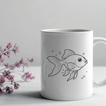 A simple vector design illustration of a goldfish in various colors.