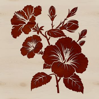 An illustration of a hibiscus flower with large, showy blooms, ideal for gardening and floral designs.