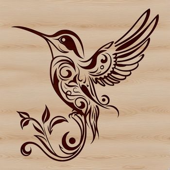 A colorful hummingbird in flight, depicted with intricate details in vector format.