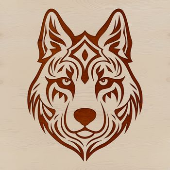 An illustration of a Siberian Husky's head with ornate design elements, suitable for vector art projects.