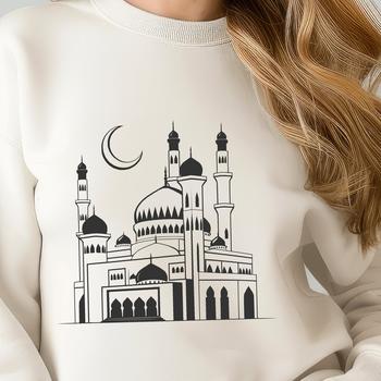 Religious building with domed architecture, vector illustration in SVG format.