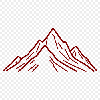 An illustration of a mountain with varied terrain and peaks.