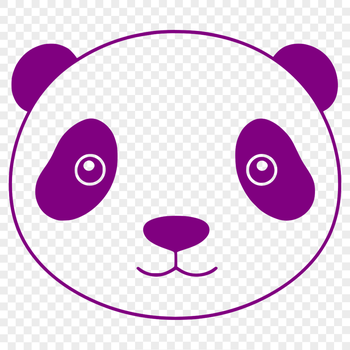 A black-and-white illustration of a cute giant panda.