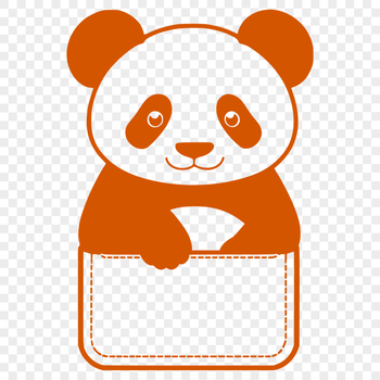 An SVG representation of a giant panda with a pocket detail, suitable for various design applications.
