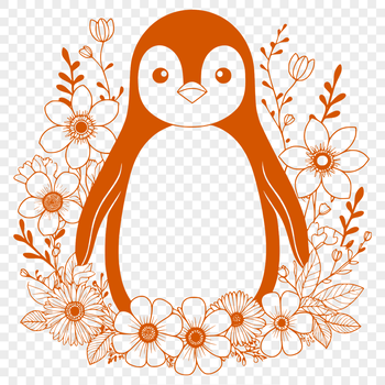 A simple illustration of a penguin in a single color.