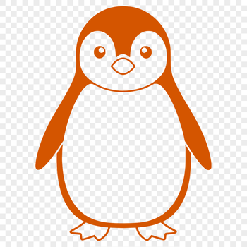An outline design of a bird species commonly found in Antarctica.