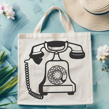 A vector illustration of a telephone in a simple design style.