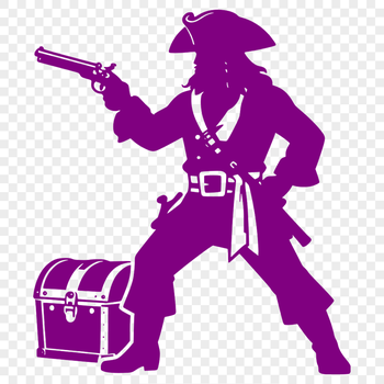 Illustrated pirate silhouette with vector design elements.