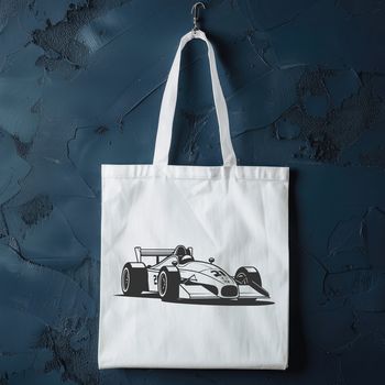A sleek racing car with bold lines and curves, designed in vector format for easy scaling and editing.