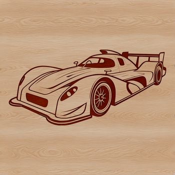 A detailed illustration of a speedy vehicle with aerodynamic features.