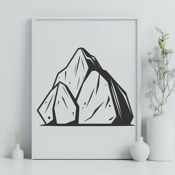A digital illustration of a rock in vector format, suitable for cutting machines like Cricut or laser cutters.