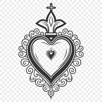 A stylized illustration of the Sacred Heart, featuring a heart symbol surrounded by rays or flames.