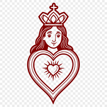 A symbolic representation of the Sacred Heart, depicted as a heart with flames, suitable for various graphic designs.