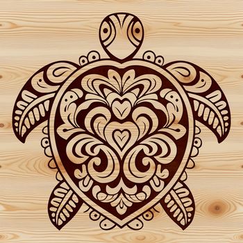 An ornate, digital representation of a sea turtle, ideal for use as clip art or a stencil for crafting and DIY endeavors.