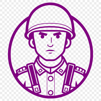 A male soldier standing in uniform, depicted as a vector graphic.