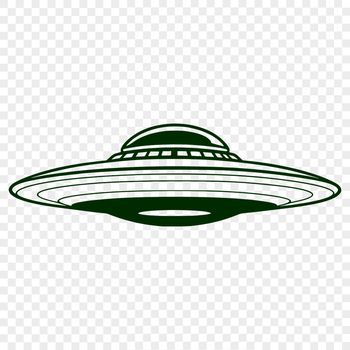 A stylized illustration of a spaceship in space, suitable for vector graphics and cutting machines.