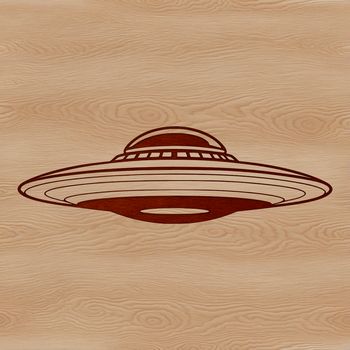 Graphic representation of a UFO soaring through the galaxy.