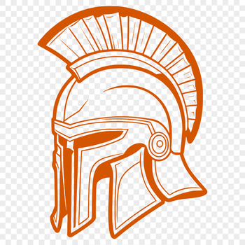 A detailed illustration of a male warrior wearing a traditional Greek-style helmet and armor.