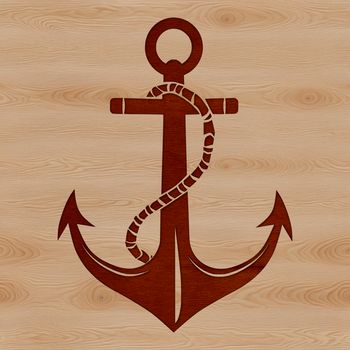 A detailed illustration of a ship's anchor with rope and chain, suitable for nautical-themed designs.