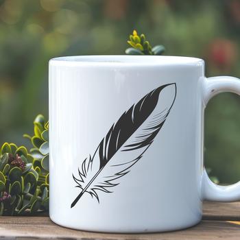 A single feather with delicate lines and intricate details, suitable for vector design projects.