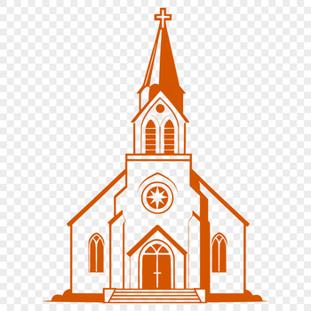 A detailed illustration of a traditional Baptist church building, suitable for vector art designs.
