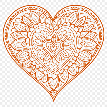 A colorful mandala heart design created using vector art techniques.
