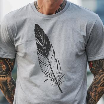 A detailed digital illustration of a feather with clean lines and precise edges, suitable for vector graphics.