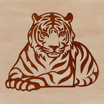 A large feline wild animal with orange and black stripes, seen in its natural habitat.