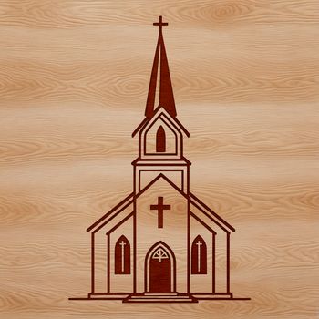 A detailed illustration of a traditional Protestant church building, suitable for vector art designs.