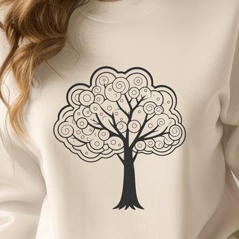 A stylized illustration of a tree with branches and leaves, suitable for vector graphics design.