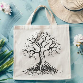 Simple line art representation of a tree suitable for digital design projects.