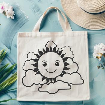 A stylized illustration of the sun with rays, suitable for vector design and cutting machine stencils.