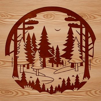 A stylized illustration of a forest with multiple trees, created using vector graphics.
