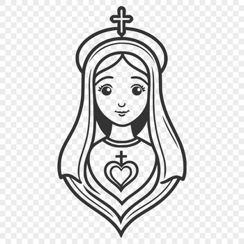 A stylized illustration of the Immaculate Heart, suitable for vector art design.