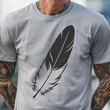 A detailed vector illustration of a single feather with soft, layered plumage.