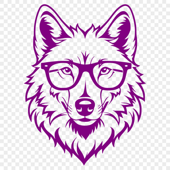 A graphic representation of a wolf's face, designed as a scalable and editable SVG file.