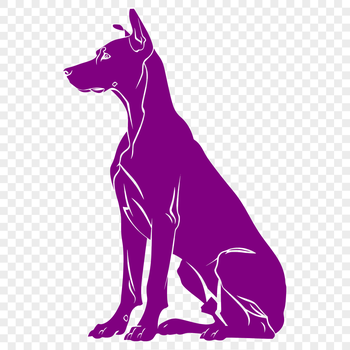 A high-quality illustration of a Doberman Pinscher in full body pose, sitting on its haunches.