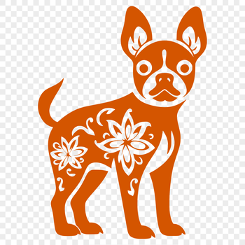 A standing dog breed with a distinctive face and short coat.